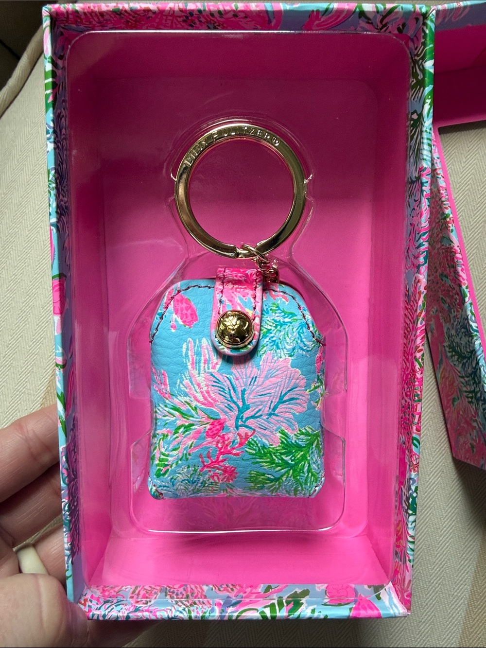 Lilly Pulitzer Cay To My Heart Wireless Earbud Case - Pink & Blue Floral - Picture 3 of 3